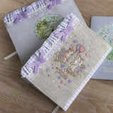 オリジナルプリント生地【フリルゴムバンド付き★ブックカバーミニノート付き★文庫本サイズハンドメイド★うさぎ・小鳥・リス・ハリネズミ