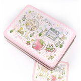 数量限定:ピンクの大きな缶 アルファベットver(缶のみ) ステッカー付 日付印の収納にも うさぎや森の動物 日付印のデザイン入り うさぎ たれ耳うさぎ スタンプはんこの収納