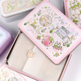 数量限定:ピンクの大きな缶 アルファベットver(缶のみ) ステッカー付 日付印の収納にも うさぎや森の動物 日付印のデザイン入り うさぎ たれ耳うさぎ スタンプはんこの収納