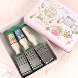 数量限定:ピンクの大きな缶 アルファベットver(缶のみ) ステッカー付 日付印の収納にも うさぎや森の動物 日付印のデザイン入り うさぎ たれ耳うさぎ スタンプはんこの収納