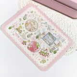 数量限定:ピンクの大きな缶 アルファベットver(缶のみ) ステッカー付 日付印の収納にも うさぎや森の動物 日付印のデザイン入り うさぎ たれ耳うさぎ スタンプはんこの収納