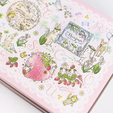 数量限定:ピンクの大きな缶 アルファベットver(缶のみ) ステッカー付 日付印の収納にも うさぎや森の動物 日付印のデザイン入り うさぎ たれ耳うさぎ スタンプはんこの収納