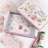 封筒+シール:お手紙に ピンク アルファベットver 日付印とお揃い★たち耳たれ耳うさぎ