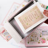 数量限定:ピンクの大きな缶 アルファベットver(缶のみ) ステッカー付 日付印の収納にも うさぎや森の動物 日付印のデザイン入り うさぎ たれ耳うさぎ スタンプはんこの収納