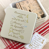 【スタンプ9点セット】年賀状やクリスマスカードポストカードにも うさぎやかわいい動物と草花のスタンプ 手帳 付箋はんこ うさぎ2種・小鳥・リス・ハリネズミ・四つ葉のクローバー・切り株・草むら・ドングリ 子供 習い事 勉強 塾 えくりゅの森