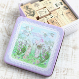 缶のみはこちら 花祭りシリーズ スタンプの収納に 可愛いお揃いの缶+ステッカー付 うさぎ 垂れ耳うさぎ 鳥 はんこ収納 ブルーベル スズラン