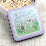 缶のみはこちら 花祭りシリーズ スタンプの収納に 可愛いお揃いの缶+ステッカー付 うさぎ 垂れ耳うさぎ 鳥 はんこ収納 ブルーベル スズラン