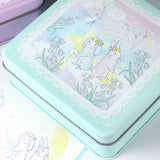 今だけ【期間限定】ゆめかわバージョン(缶のみ)+ステッカー・ポストカード付 花祭りシリーズ「クッキー缶」スタンプの収納に うさぎ たれ耳うさぎ<br>星や月 雲 可愛い<br>スタンプはんこの収納