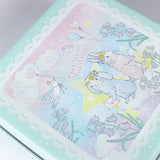 今だけ【期間限定】ゆめかわバージョン(缶のみ)+ステッカー・ポストカード付 花祭りシリーズ「クッキー缶」スタンプの収納に うさぎ たれ耳うさぎ<br>星や月 雲 可愛い<br>スタンプはんこの収納