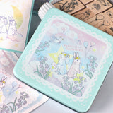 今だけ【期間限定】ゆめかわバージョン(缶のみ)+ステッカー・ポストカード付 花祭りシリーズ「クッキー缶」スタンプの収納に うさぎ たれ耳うさぎ<br>星や月 雲 可愛い<br>スタンプはんこの収納