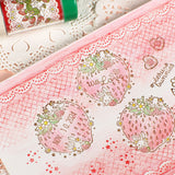 【ミニミニスタンプ 3点セット】レースや格子柄イチゴ 手帳やメッセージカード 可愛い縁取りやコーナー枠