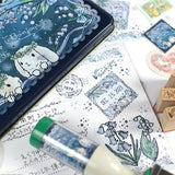 フレークシール切手風・消印風 日付回転印と組み合わせ トレーシングペーパー半透明シール うさぎ えくりゅの森・花祭りシリーズ お手紙やカード手帳にうさぎ・垂れ耳うさぎ・小鳥・リス エッフェル塔 アンティーク