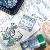 【ミニミニスタンプ 3点セット】日付回転印に組み合わせ手帳やメッセージカードにも サンキュー ブルーベル・スズランのお花 ボンジュール