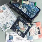 フレークシール切手風・消印風 日付回転印と組み合わせ トレーシングペーパー半透明シール うさぎ えくりゅの森・花祭りシリーズ お手紙やカード手帳にうさぎ・垂れ耳うさぎ・小鳥・リス エッフェル塔 アンティーク