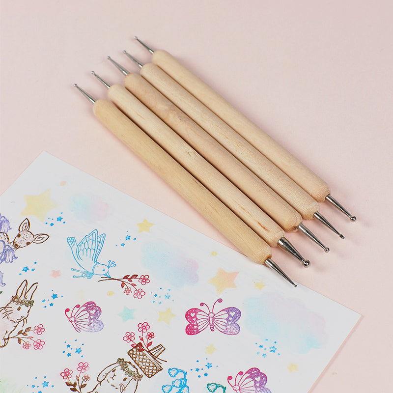 エンボスペン】5本セット：ステンシル×スタンプでワンランク上の作品に