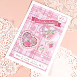 【2way 刺繍ワッペン:4点セット】バラ花柄タータンチェック ハート シールでもアイロンでも バラ 刺しゅう 手帳やブックカバースマホや洋服バッグに