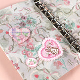 【2way 刺繍ワッペン:5点セット】うさぎ花柄 ハート シールでもアイロンでも さくらんぼ ピンク 水色 刺しゅう 手帳やブックカバースマホや洋服バッグに