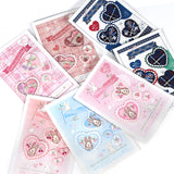 【2way 刺繍ワッペン:5点セット】うさぎ花柄 ハート シールでもアイロンでも さくらんぼ ピンク 水色 刺しゅう 手帳やブックカバースマホや洋服バッグに