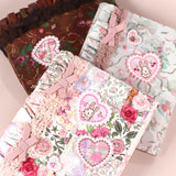 【2way 刺繍ワッペン:5点セット】うさぎ花柄 ハート シールでもアイロンでも さくらんぼ ピンク 水色 刺しゅう 手帳やブックカバースマホや洋服バッグに