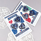 【2way 刺繍ワッペン:3点セット】神戸タータン ハート シールでもアイロンでも 神戸の花アジサイ 刺しゅう 手帳やブックカバースマホや洋服バッグに