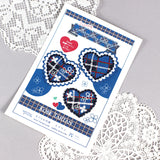 【2way 刺繍ワッペン:3点セット】神戸タータン ハート シールでもアイロンでも 神戸の花アジサイ 刺しゅう 手帳やブックカバースマホや洋服バッグに