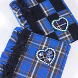 【2way 刺繍ワッペン:3点セット】神戸タータン ハート シールでもアイロンでも 神戸の花アジサイ 刺しゅう 手帳やブックカバースマホや洋服バッグに