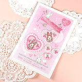 【2way 刺繍ワッペン:5点セット】うさぎ花柄 ハート シールでもアイロンでも さくらんぼ ピンク 水色 刺しゅう 手帳やブックカバースマホや洋服バッグに