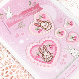 【2way 刺繍ワッペン:5点セット】うさぎ花柄 ハート シールでもアイロンでも さくらんぼ ピンク 水色 刺しゅう 手帳やブックカバースマホや洋服バッグに