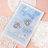【2way 刺繍ワッペン:5点セット】うさぎ花柄 ハート シールでもアイロンでも さくらんぼ ピンク 水色 刺しゅう 手帳やブックカバースマホや洋服バッグに