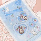 【2way 刺繍ワッペン:5点セット】うさぎ花柄 ハート シールでもアイロンでも さくらんぼ ピンク 水色 刺しゅう 手帳やブックカバースマホや洋服バッグに