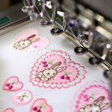 【2way 刺繍ワッペン:5点セット】うさぎ花柄 ハート シールでもアイロンでも さくらんぼ ピンク 水色 刺しゅう 手帳やブックカバースマホや洋服バッグに