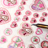 【2way 刺繍ワッペン:4点セット】バラ花柄タータンチェック ハート シールでもアイロンでも バラ 刺しゅう 手帳やブックカバースマホや洋服バッグに