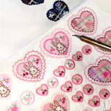 【2way 刺繍ワッペン:4点セット】バラ花柄タータンチェック ハート シールでもアイロンでも バラ 刺しゅう 手帳やブックカバースマホや洋服バッグに