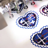 【2way 刺繍ワッペン:4点セット】バラ花柄タータンチェック ハート シールでもアイロンでも バラ 刺しゅう 手帳やブックカバースマホや洋服バッグに