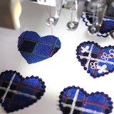 【2way 刺繍ワッペン:3点セット】神戸タータン ハート シールでもアイロンでも 神戸の花アジサイ 刺しゅう 手帳やブックカバースマホや洋服バッグに