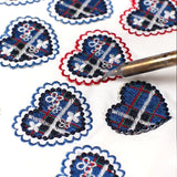 【2way 刺繍ワッペン:3点セット】神戸タータン ハート シールでもアイロンでも 神戸の花アジサイ 刺しゅう 手帳やブックカバースマホや洋服バッグに