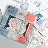 フレークシール切手風・消印風 日付回転印と組み合わせ トレーシングペーパー半透明シール うさぎ えくりゅの森・花祭りシリーズ お手紙やカード手帳にうさぎ・垂れ耳うさぎ・小鳥・リス エッフェル塔 アンティーク