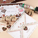 レターセット:イチゴの季節シリーズ:ショコラバージョン お手紙に:便箋・封筒・シール たち耳たれ耳うさぎ チョコレート イチゴのショートケーキ マカロン パフェ 手帳デコにも