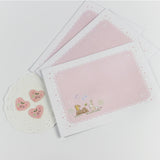 封筒+シール:お手紙に ピンク アルファベットver 日付印とお揃い★たち耳たれ耳うさぎ