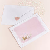 封筒+シール:お手紙に ピンク アルファベットver 日付印とお揃い★たち耳たれ耳うさぎ