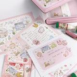 封筒+シール:お手紙に ピンク アルファベットver 日付印とお揃い★たち耳たれ耳うさぎ