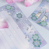 レターセット:お手紙に:便箋・封筒・宛名シール うさぎ たれ耳うさぎ アジサイ 紫陽花 ブルーベル スズラン 森の風景 手帳デコにも 動物 鳥 鹿 リスやハリネズミ 動物 四つ葉のクローバー