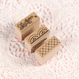 【ミニミニスタンプ 3点セット】レースや格子柄イチゴ 手帳やメッセージカード 可愛い縁取りやコーナー枠