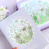 ミニ方眼ノート 文庫本 A6サイズ二種類 システム手帳や手帳カバーにも 風船うさぎ 花祭りシリーズ四つ葉のクローバー方眼ノート手帳とお揃いうさぎ・垂れ耳うさぎ・小鳥・リス