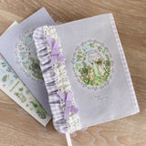 オリジナルプリント生地【三つ折り★フリル 三つ折り★フリル A6文庫本サイズ手帳カバー】ほぼ日手帳カバー スケジュール帳 ハンドメイド★うさぎ・小鳥・リス・ハリネズミ 子供 習い事 勉強