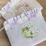 オリジナルプリント生地【三つ折り★フリル 三つ折り★フリル A6文庫本サイズ手帳カバー】ほぼ日手帳カバー スケジュール帳 ハンドメイド★うさぎ・小鳥・リス・ハリネズミ 子供 習い事 勉強