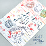 フレークシール切手風・消印風 日付回転印と組み合わせ トレーシングペーパー半透明シール うさぎ えくりゅの森・花祭りシリーズ お手紙やカード手帳にうさぎ・垂れ耳うさぎ・小鳥・リス エッフェル塔 アンティーク