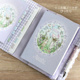 ミニ方眼ノート 文庫本 A6サイズ二種類 システム手帳や手帳カバーにも 風船うさぎ 花祭りシリーズ四つ葉のクローバー方眼ノート手帳とお揃いうさぎ・垂れ耳うさぎ・小鳥・リス