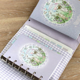 ミニ方眼ノート 文庫本 A6サイズ二種類 システム手帳や手帳カバーにも 風船うさぎ 花祭りシリーズ四つ葉のクローバー方眼ノート手帳とお揃いうさぎ・垂れ耳うさぎ・小鳥・リス