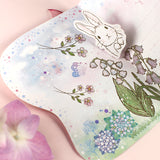 ひょっこりポップアップカード キラキララメ付き★誕生日や母の日 入学卒業 結婚出産記念日 お祝い うさぎ アジサイ 紫陽花 ブルーベル スズラン 森